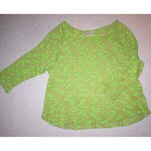 New Womens HIP Sweater Bright Green Tan Knit Soft Sleeves Small S Made in USA